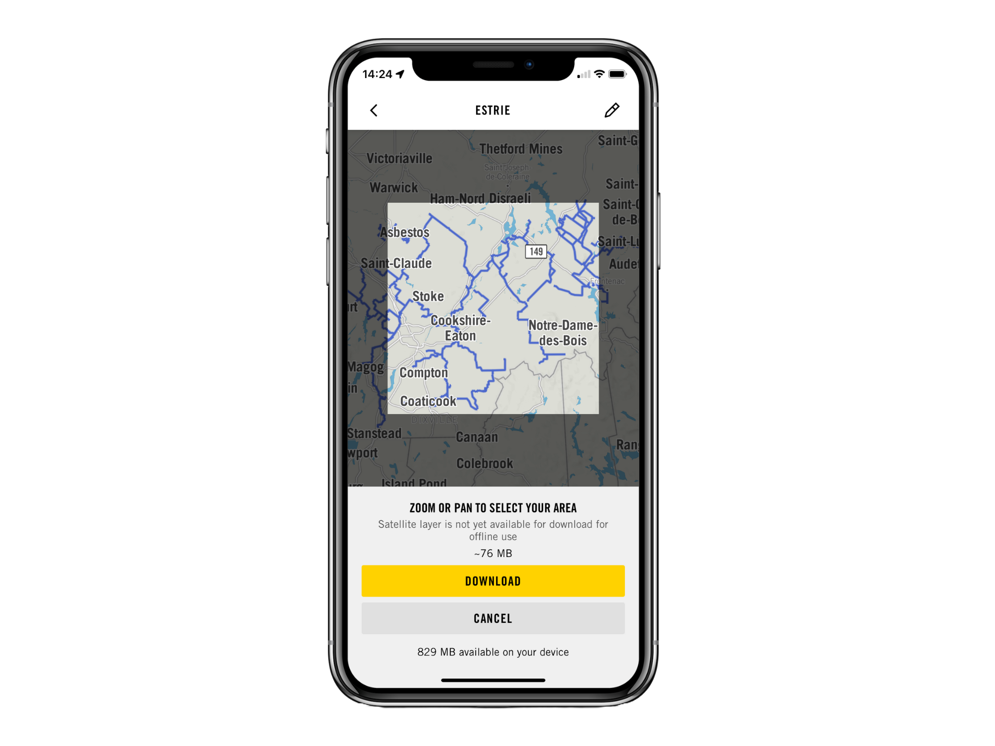 Download part of your riding map via BRP GO!